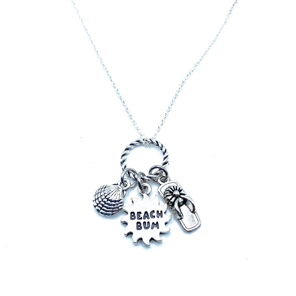 Beach Bum Charm Necklace Seashell Flip Flop - Picture 5 of 5